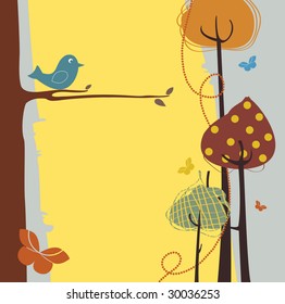 Vector Illustration of retro nature design greeting card with copy space for your text