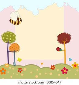 Vector Illustration of retro nature design greeting card with copy space for your text