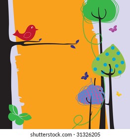 Vector Illustration of retro nature design greeting card with copy space for your text