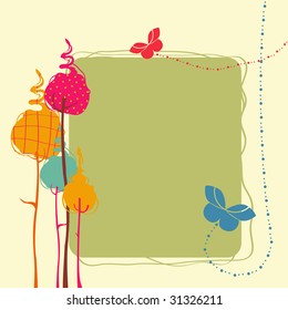 Vector Illustration of retro nature design greeting card with copy space for your text
