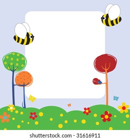 Vector Illustration of retro nature design greeting card with copy space for your text