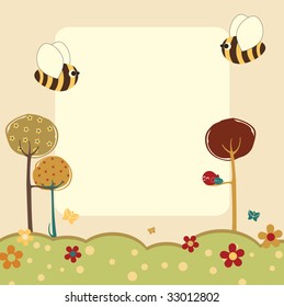 Vector Illustration of retro nature design greeting card with copy space for your text