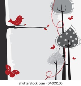 Vector Illustration of retro nature design greeting card with copy space for your text
