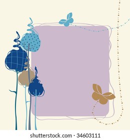 Vector Illustration of retro nature design greeting card with copy space for your text