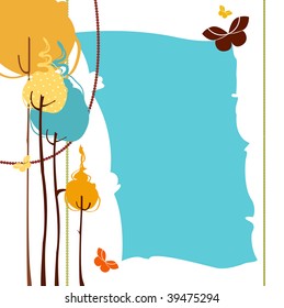Vector Illustration of retro nature design greeting card with copy space for your text