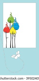 Vector Illustration of retro nature design greeting card with copy space for your text