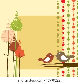 Vector Illustration of retro nature design greeting card with copy space for your text