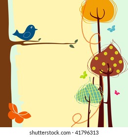Vector Illustration of retro nature design greeting card with copy space for your text