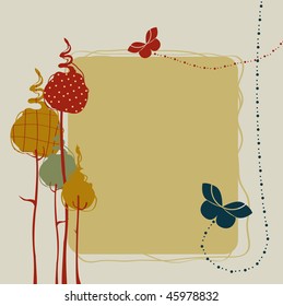 Vector Illustration of retro nature design greeting card with copy space for your text