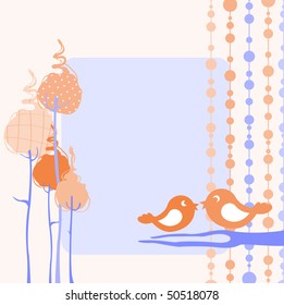 Vector Illustration of retro nature design greeting card with copy space for your text