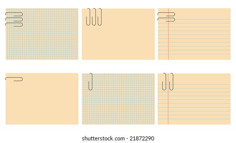 Vector illustration of retro notepad sheets set. The sheets are blanked, so you can put your own text.