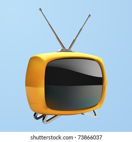 vector illustration of a retro orange tv