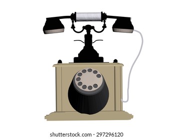 Vector illustration of retro phone. Polygon. 3D. Isolated. EPS 8.