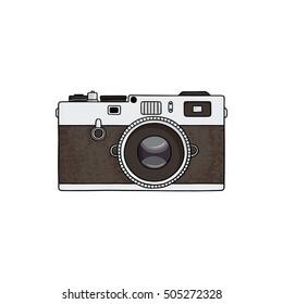 Vector illustration of a retro photo camera. Vintage photo camera icon.