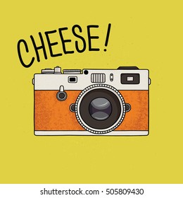 Vector illustration of a retro photo camera. Vintage photo camera icon.