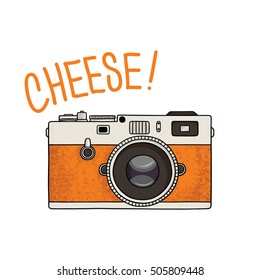 Vector illustration of a retro photo camera. Vintage photo camera icon.