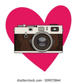Vector illustration of a retro photo camera. Vintage photo camera icon.