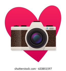 Vector illustration of a retro photo camera. Vintage photo camera icon.