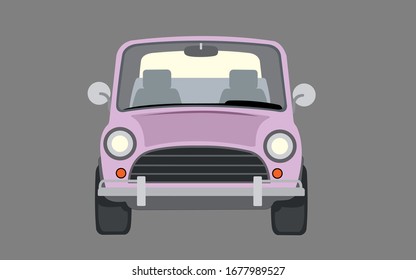camión rosa retro de ilustración vectorial en la vista frontal.
