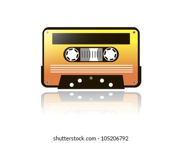 vector illustration of retro plastic cassette for tape recording