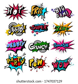 vector illustration of retro pop art comic style chat or speech bubble sound effect and expression