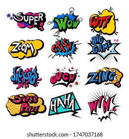 vector illustration of retro pop art comic style chat or speech bubble sound effect and expression