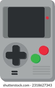 Vector illustration of a retro portable video game console. Game for boys. Longing for the 90s and video games.