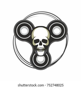 Vector illustration of retro poster popular toy anti-stress spinner on the background of the skull concept