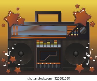 Vector illustration of retro powerful audio system.