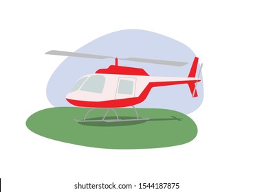 Vector illustration of a retro red helicopter.