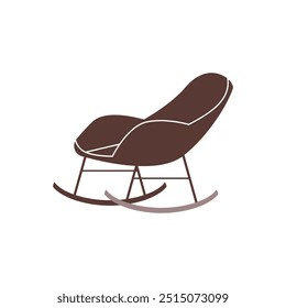 Vector illustration of a retro rocking chair with wooden legs and upholstered upholstery. Ideal for home and leisure. Stylish and comfortable furniture