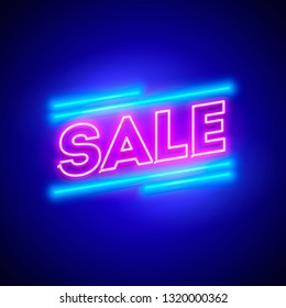 Vector illustration Retro Sale Offer Neon Sign