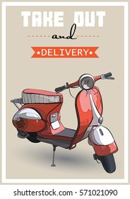Ilustración vectorial de una motocicleta retro. Sacar y entregar
