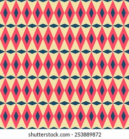 Vector Illustration of Retro  Seamless Pattern for Design, Website, Background, Banner. Vintage Element for Wallpaper or Textile.  Texture Red, beige, Blue Template 