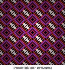 Vector illustration. Retro seamless wallpaper pattern. Vintage red, violet and brown backgrounds with geometric and simple floral elements.