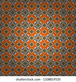 Vector illustration. Retro seamless wallpaper pattern. Vintage blue, pink and gray backgrounds with geometric and simple floral elements.