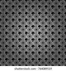 Vector illustration. Retro seamless wallpaper pattern. Vintage black, white and gray backgrounds with geometric and simple floral elements.