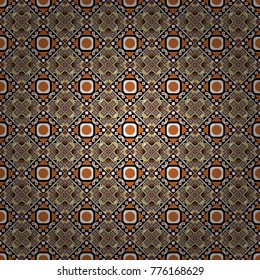 Vector illustration. Retro seamless wallpaper pattern. Vintage white, brown and black backgrounds with geometric and simple floral elements.