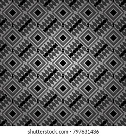 Vector illustration. Retro seamless wallpaper pattern. Vintage gray, black and white backgrounds with geometric and simple floral elements.