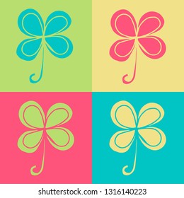 Vector Illustration of Retro and St. Patrick's Four Leaf Clover. A Cute Graphic Design Pattern for Template, Shirt, Layout, Products, Background and More. 