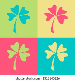 Vector Illustration of Retro and St. Patrick's Four Leaf Clover. A Cute Graphic Design Pattern for Template, Shirt, Layout, Products, Background and More. 