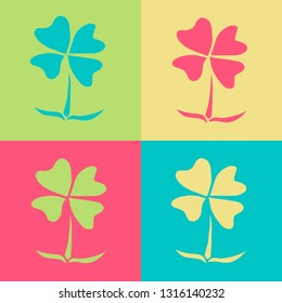 Vector Illustration of Retro and St. Patrick's Four Leaf Clover. A Cute Graphic Design Pattern for Template, Shirt, Layout, Products, Background and More. 