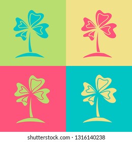 Vector Illustration of Retro and St. Patrick's Four Leaf Clover. A Cute Graphic Design Pattern for Template, Shirt, Layout, Products, Background and More. 