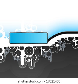 Vector illustration in retro style with funky circles, drops and blue board for custom elements.