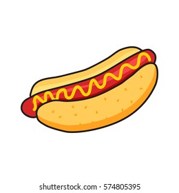 vector illustration of a retro style hot dog on isolated background