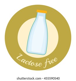 vector illustration of retro style label with lactose free text