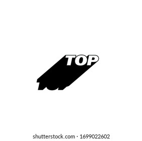 Vector illustration in retro style with the text "TOP" with a long black shadow.