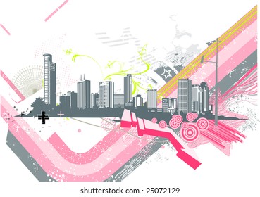 Vector illustration of retro style urban background