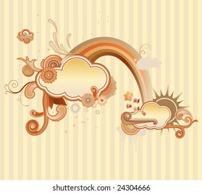 Vector illustration of retro styled design frame made of floral elements.