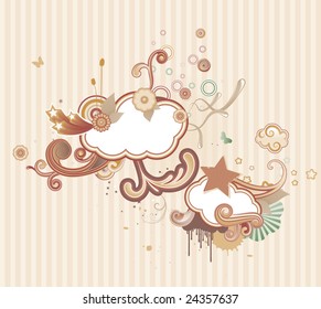 Vector illustration of retro styled design background made of floral elements